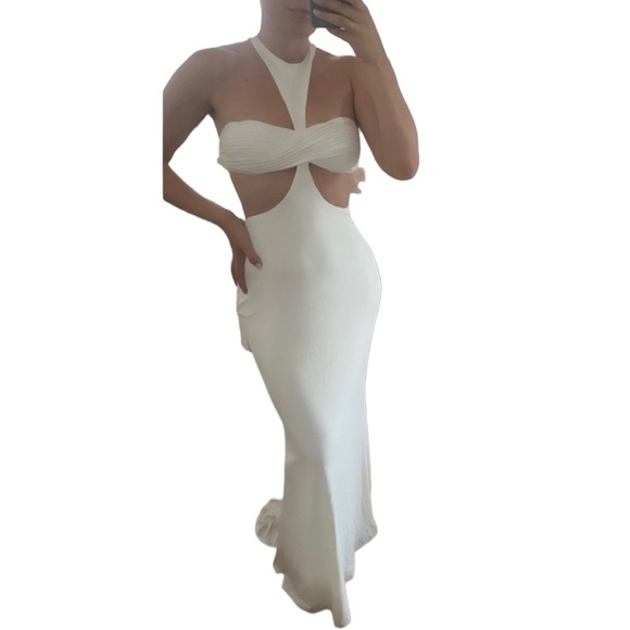 Jovani White Gown with Cutouts - Picture 2 of 5